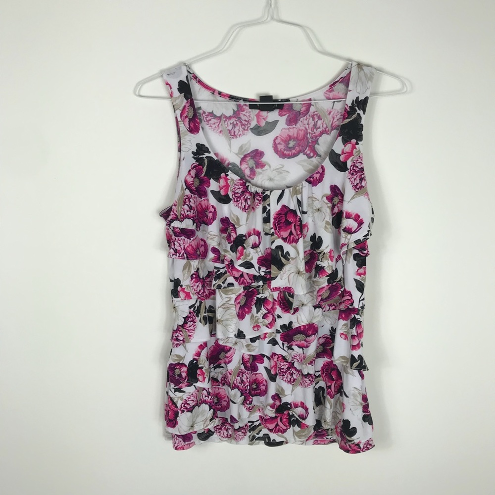 WHBM White Floral Blouse